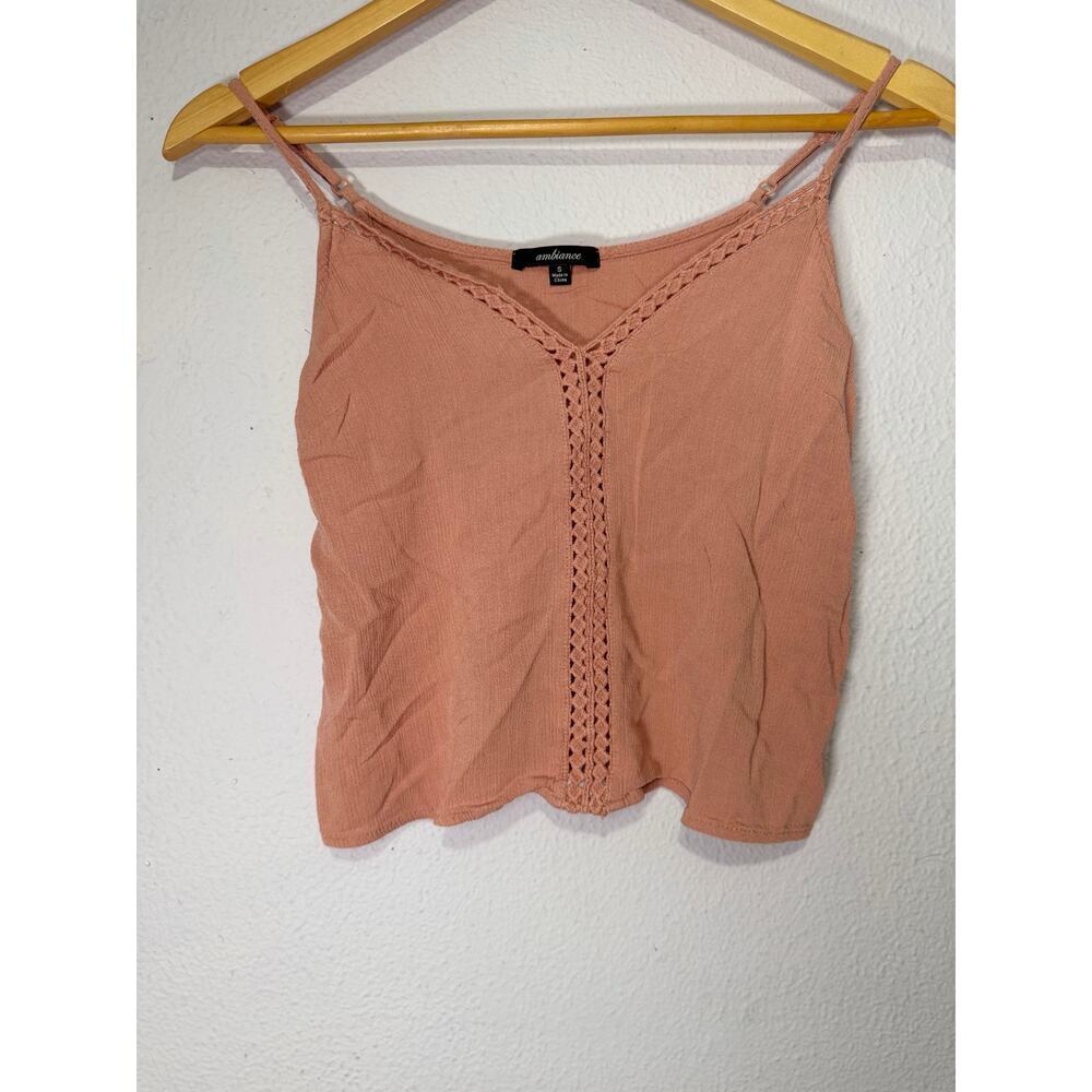Ambiance Tank Top Spaghetti Strap Pink Boho Festival Wear Womens Small - Picture 2 of 8